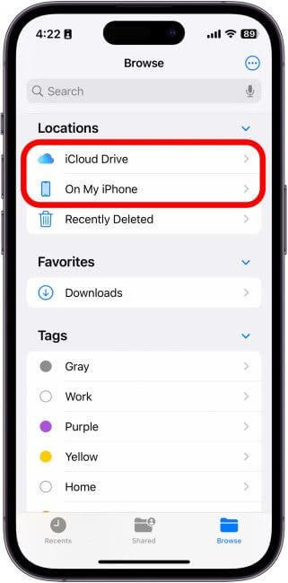  iCloud Drive or On My iPhone