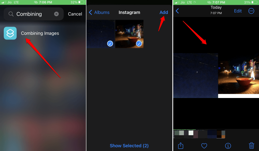 put two photos side by side on iPhone