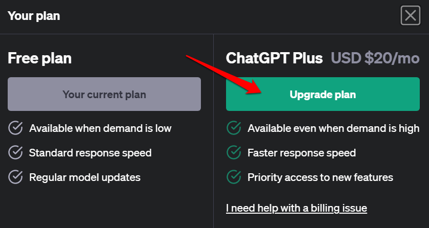 upgrade to ChatGPT Plus