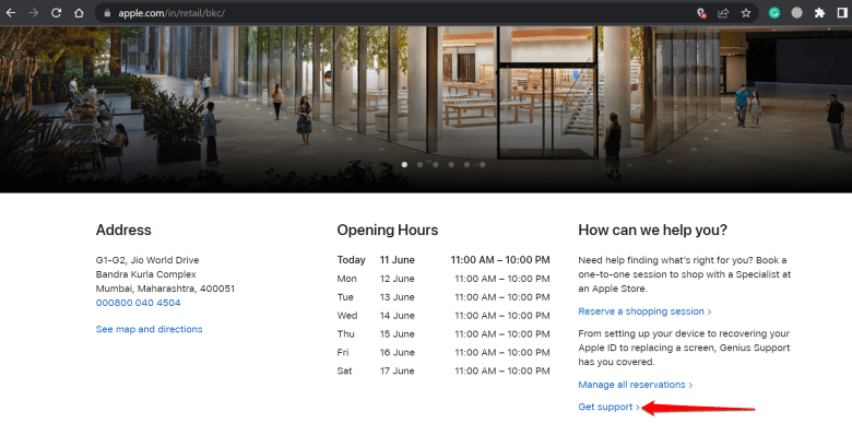 Apple store reservation of support consultation