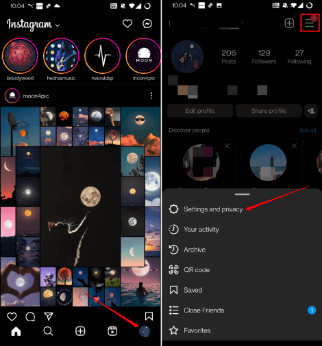 Instagram settings and privacy