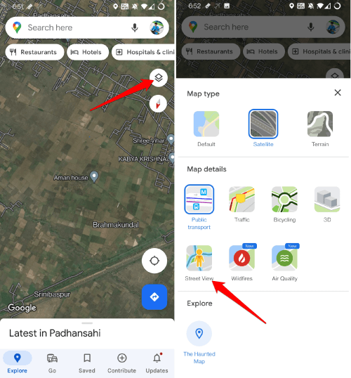 enable and use street view in Google Maps