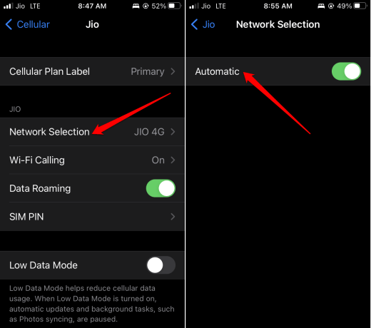 enable automatic network selection on iPhone