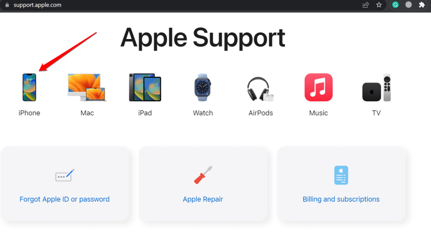 select Apple device