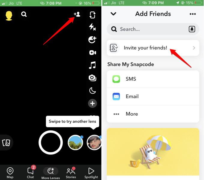 add your contacts on Snapchat