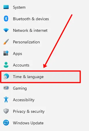 click on the Time Language option