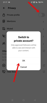 enable Threads private account