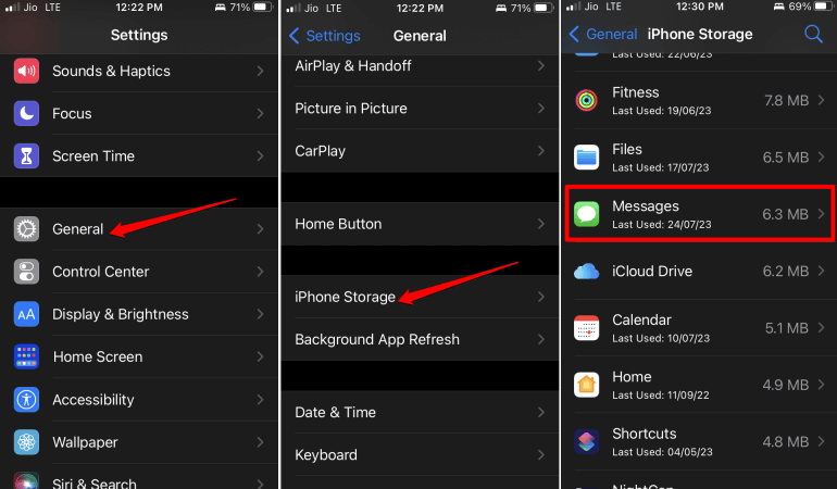 iPhone messages storage settings