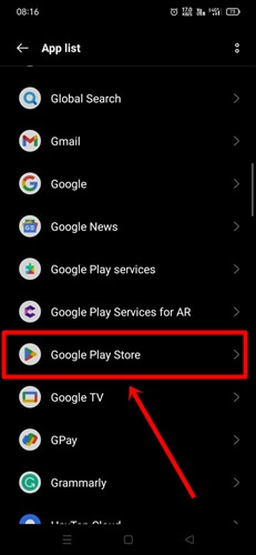 play store app on applist