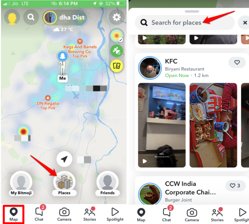 search for Snapchat users in popular places near you