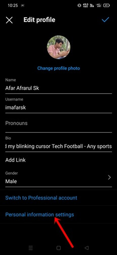 Personal Information Settings