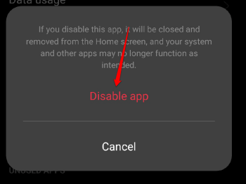 Tap on the Disable option