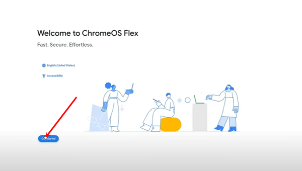 Chrome OS Flex welcome screen