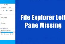 How to Fix File Explorer Left Pane Missing in Windows