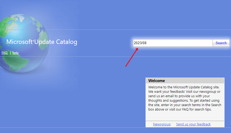 Windows Update Catalog Site