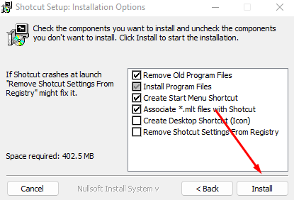 on the Install button
