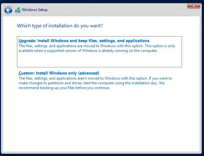 Custom: Install Windows only