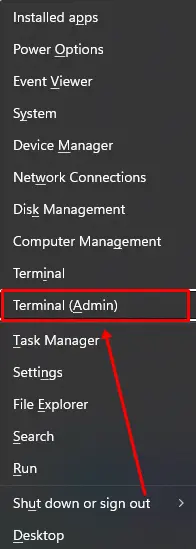 Windows + X and click on Windows Terminal (Admin)