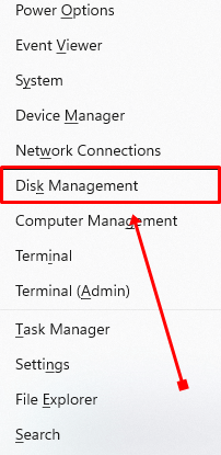 Click on disk Management