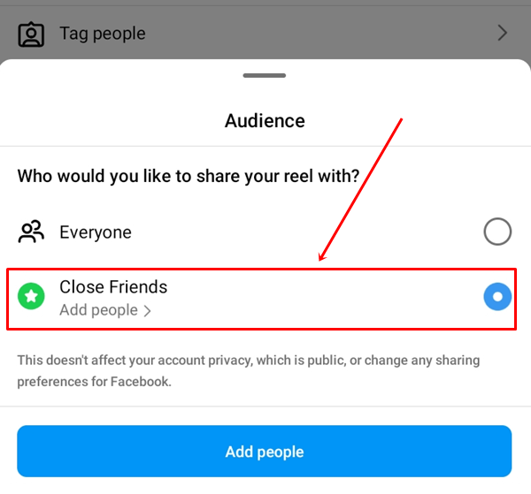 Select the Close Friends option