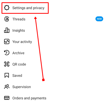 Select the Settings and Privacy