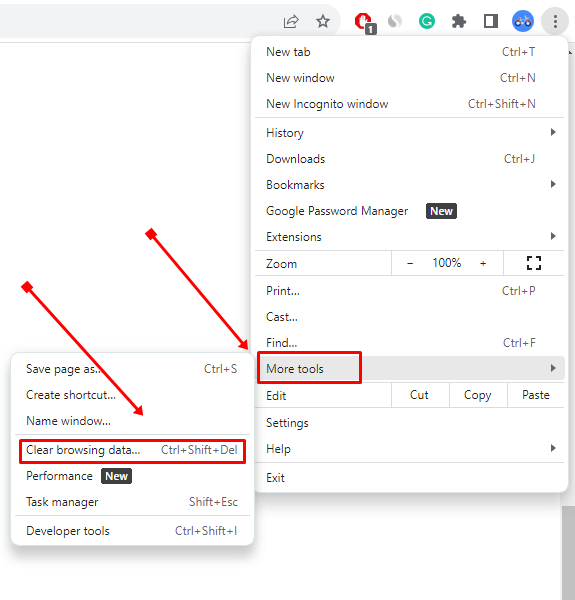 select the Clear browser data option