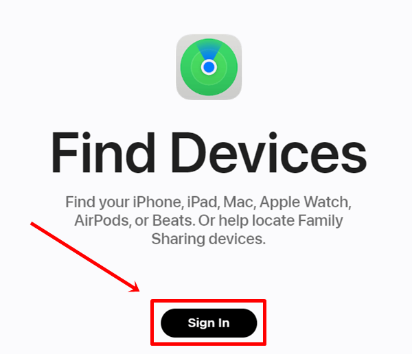 Apple Find My Device website