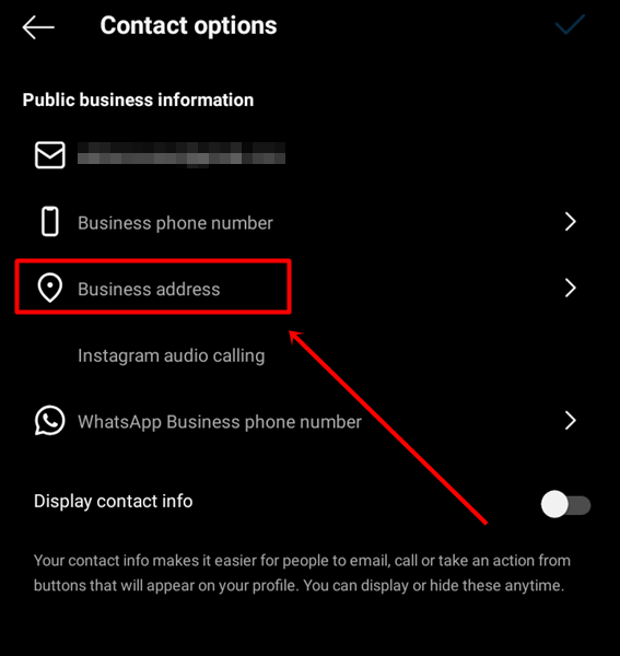 Click on Business Address option