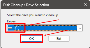 Disk Cleanup - Disk selection