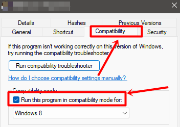 Run this program in compatibility mode