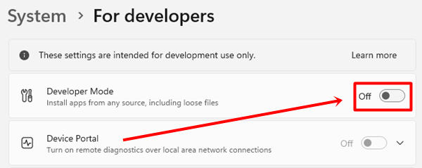 enable Developer Mode