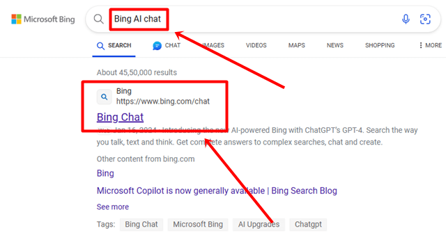 search Bing Ai Chat