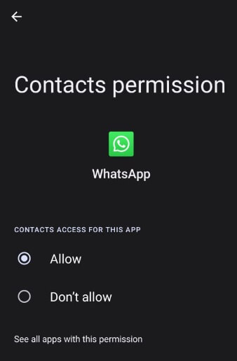 Allow Contact Permissions