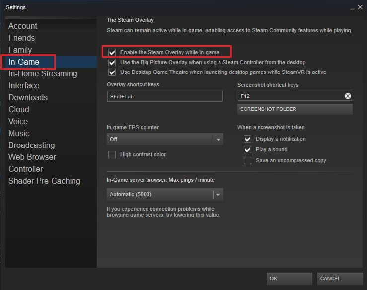 Enable the Steam Overlay While In-Game
