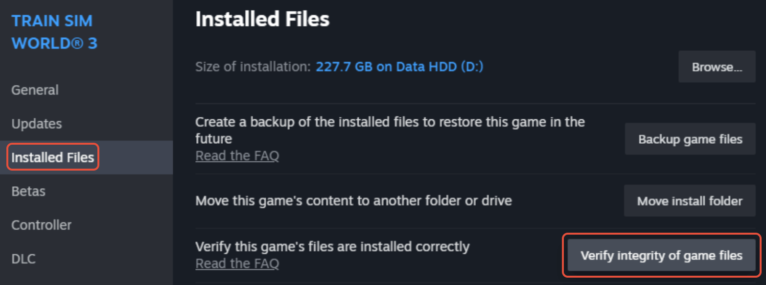 Verify Integrity of Game Files steam